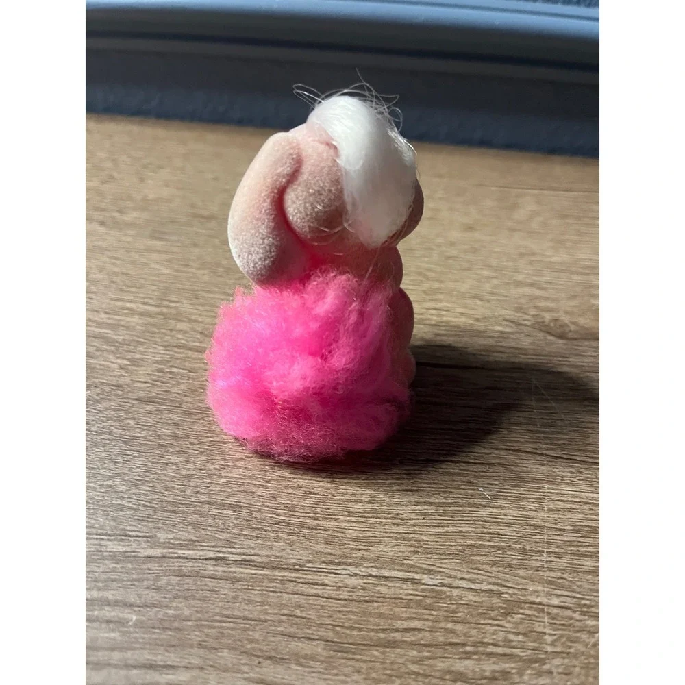 Vintage Hasbro In My Pocket Pink Bunny Rabbit Flocked Figure Blue Eyes Pink Tail